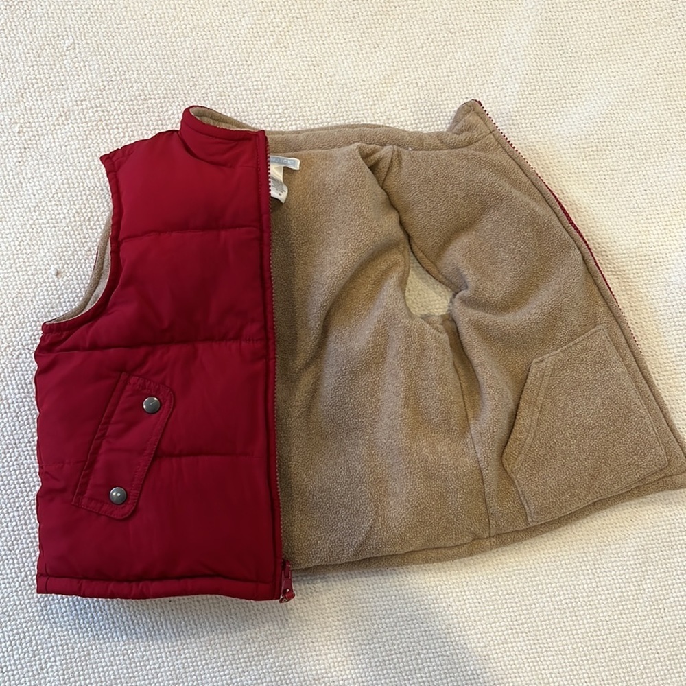 Janie and Jack Boys Reversible Red Puffer Vest - Picture 3 of 4